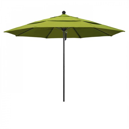 California Umbrella 11' Black Aluminum Market Patio Umbrella, Pacifica Ginkgo 194061333815